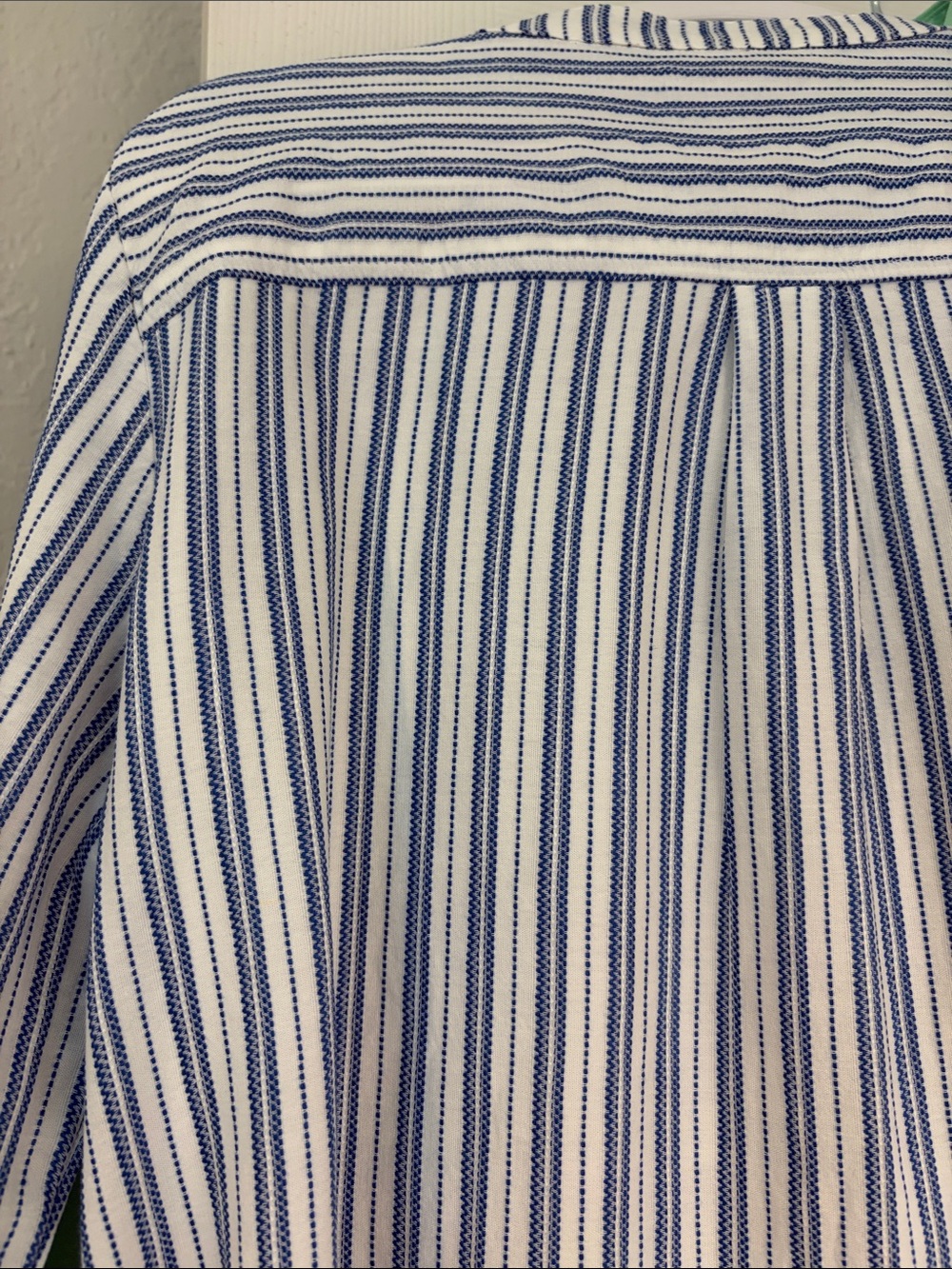 J. Crew Blue and White Striped Midi Shirt Dress - Picture 6 of 13